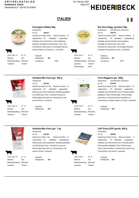 Spezialtitäten Katalog 