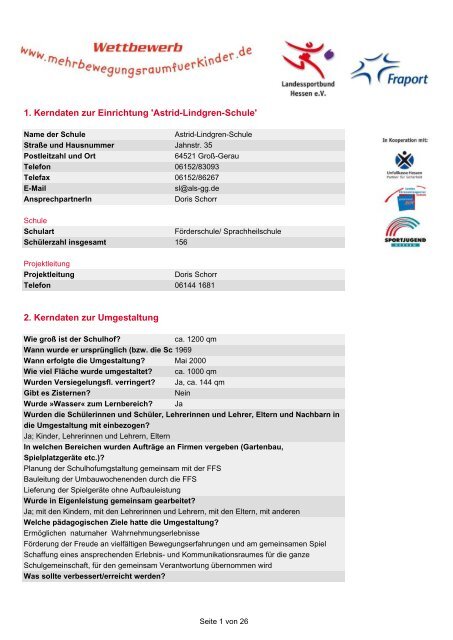 1. Kerndaten zur Einrichtung 'Astrid-Lindgren-Schule' - Mehr ...