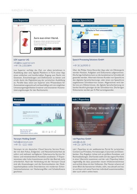 Legal Tech 2021 – 150 Angebote für Kanzleien