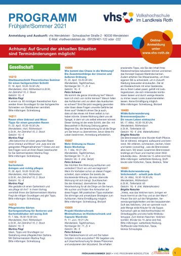 VHS WENDELSTEIN - Frühjahr/Sommer 2021