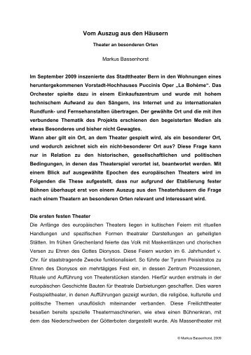 Vom Auszug aus den Häusern - Theaterspiel