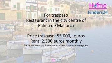 For traspaso this very well known restaurant in the centre of Palma de Mallorca. (LOC0043)