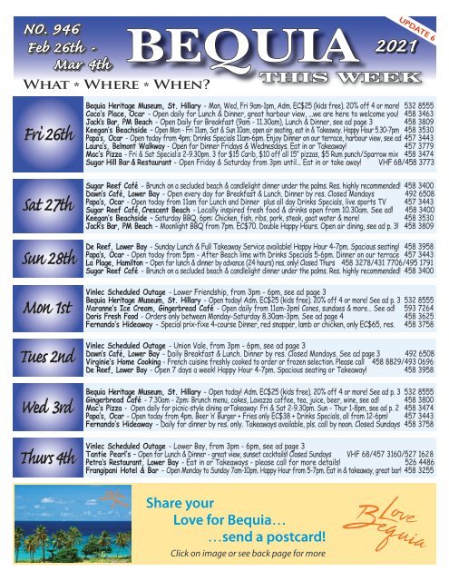 Bequia this Week - 26th February - 4th March 2021