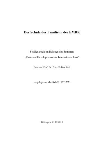 Der Schutz der Familie in der EMRK - Institut für Völkerrecht der ...