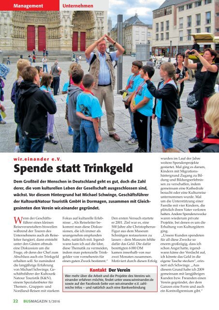 wir.einander e.V. • Presseartikel BUSMAGAZIN