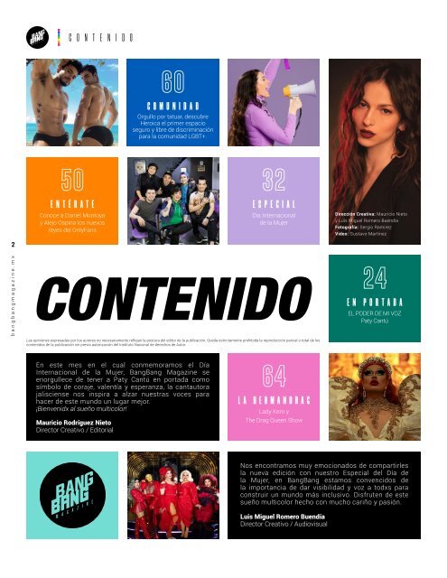 BangBang Magazine Marzo 2021 / Paty Cantú /  EL PODER DE MI VOZ