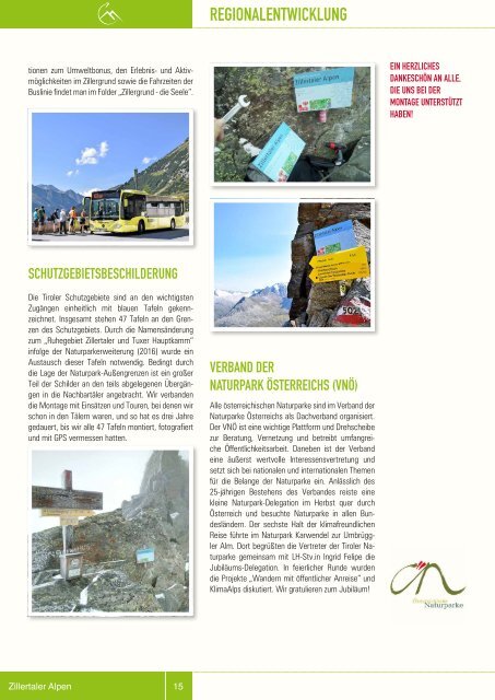 Naturpark Zillertaler Alpen - Jahresbericht 2020