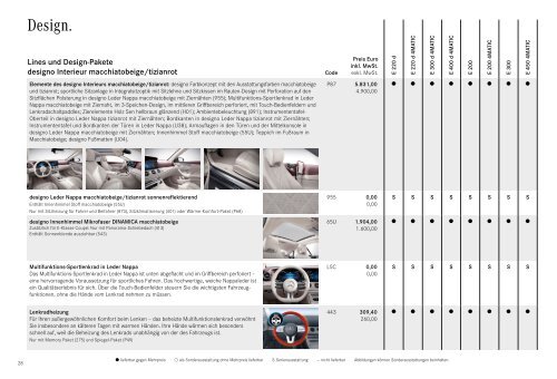 Mercedes-Benz Preisliste E-Klasse Coupé & Cabriolet