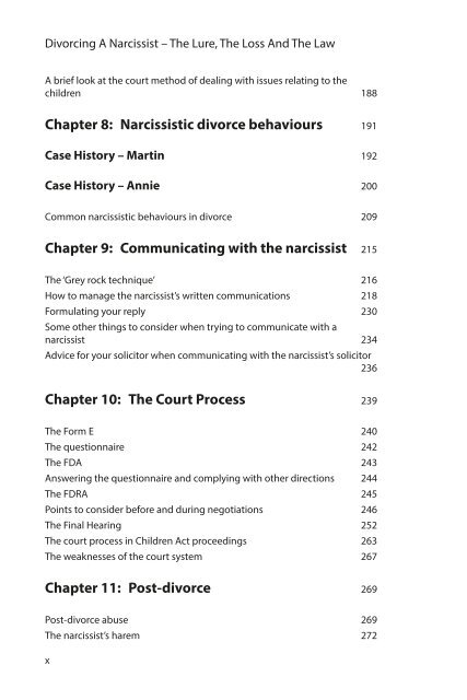 Divorcing a narcissist: read the contents plus chapter 1