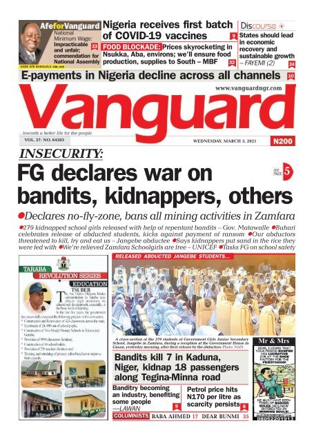 03032021 - INSECURITY FG declares war on bandits, kidnappers, others