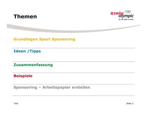 Sponsoring im Sport - Swiss Olympic
