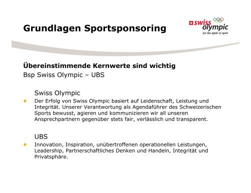 Sponsoring im Sport - Swiss Olympic