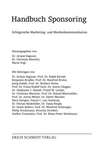 Handbuch Sponsoring - Erich Schmidt Verlag