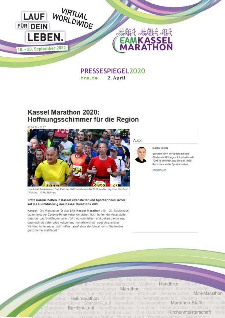 Virtual worldwide EAM Kassel Marathon -  Pressespiegel 2020
