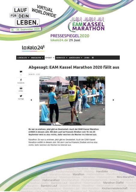 Virtual worldwide EAM Kassel Marathon -  Pressespiegel 2020