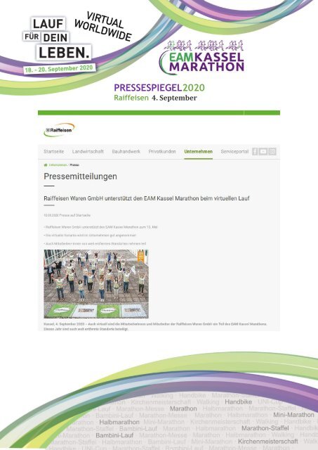 Virtual worldwide EAM Kassel Marathon -  Pressespiegel 2020