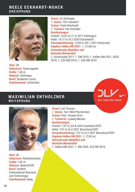 Das DLV-Team bei den Hallen-Europameisterschaften 2021 in Torun/Polen