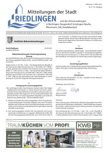 Amtliches Mitteilungsblatt Riedlingen 03.03.2021