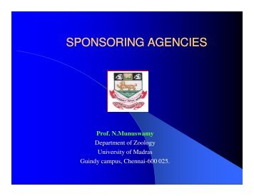 SPONSORING AGENCIES - University of Madras