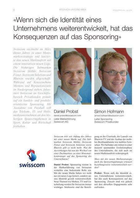 Swisscom - SPONSORING EXTRA NEWS