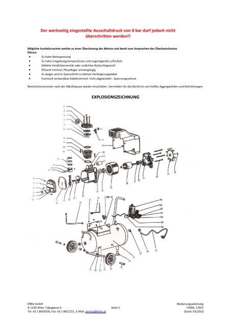 BEDIENUNGSANLEITUNG DRUCKLUFTKOMPRESSOR