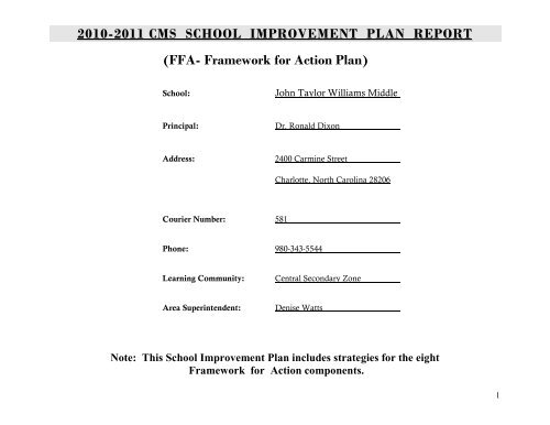 SIP JT Williams MS 2010-11 - Charlotte-Mecklenburg Schools