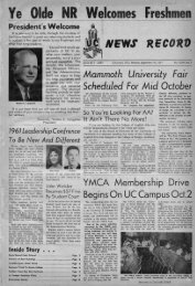 University of Cincinnati News Record. Monday, September 18, 1961 ...