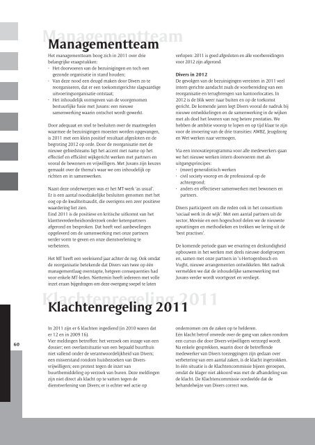 Managementteam Klachtenregeling 2011 ... - Divers
