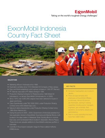 ExxonMobil Indonesia Country Fact Sheet