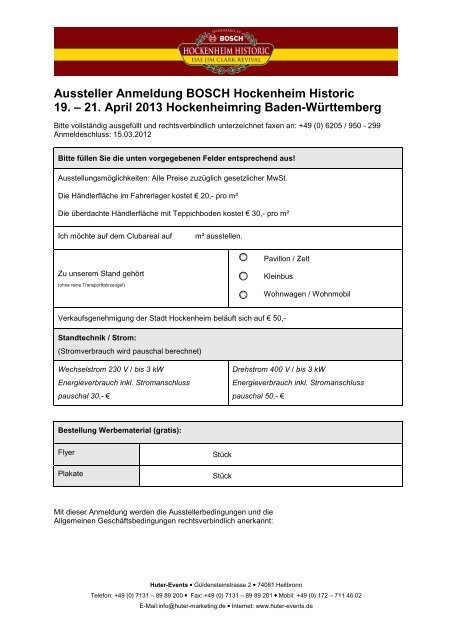 Aussteller Anmeldung BOSCH Hockenheim Historic 19. – 21. April ...