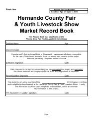 Hernando County Fair & Youth Livestock Show Market Record Book