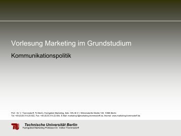 Technische Universität Berlin - Fachgebiet Marketing - TU Berlin