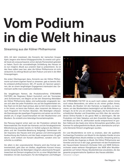 Kölner Philharmonie Das Magazin 01/2021