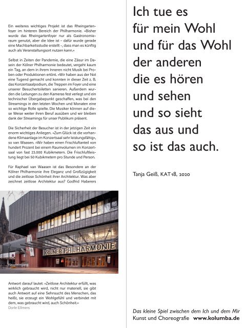 Kölner Philharmonie Das Magazin 01/2021