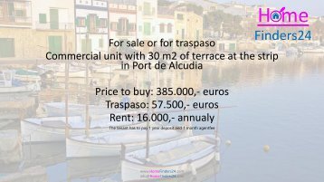 For sale or for traspaso, this Commercial unit with 30 m2 of terrace at the strip in Port de Alcudia. (LOC0045)