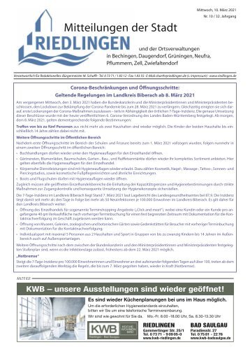 Amtliches Mitteilungsblatt Riedlingen 10.03.2021