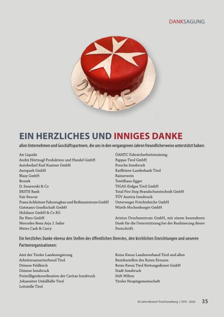 Die MALTESER - Festschrift 50 Jahre Bereich Tirol/Vorarlberg