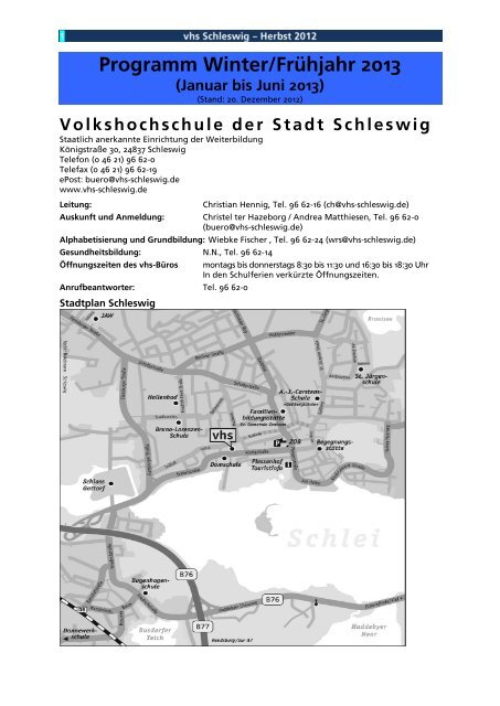 Das Programm für den Herbst 2012 (August 2012 - VHS Schleswig