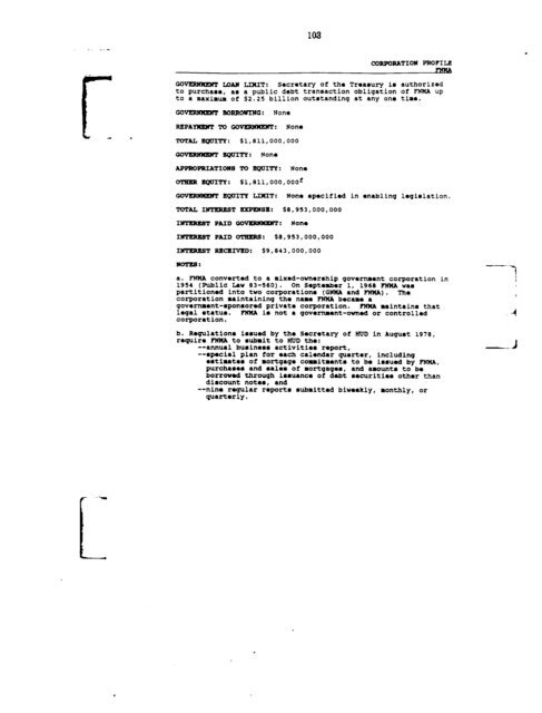 Profiles of Existing Government Corporations - US Government ...