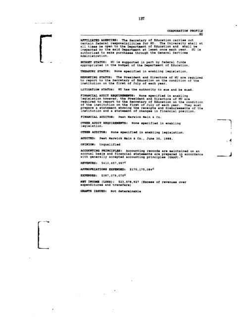 Profiles of Existing Government Corporations - US Government ...