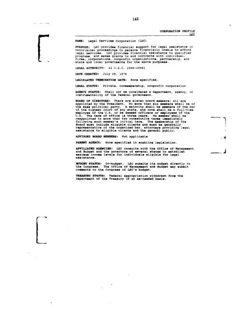 Profiles of Existing Government Corporations - US Government ...