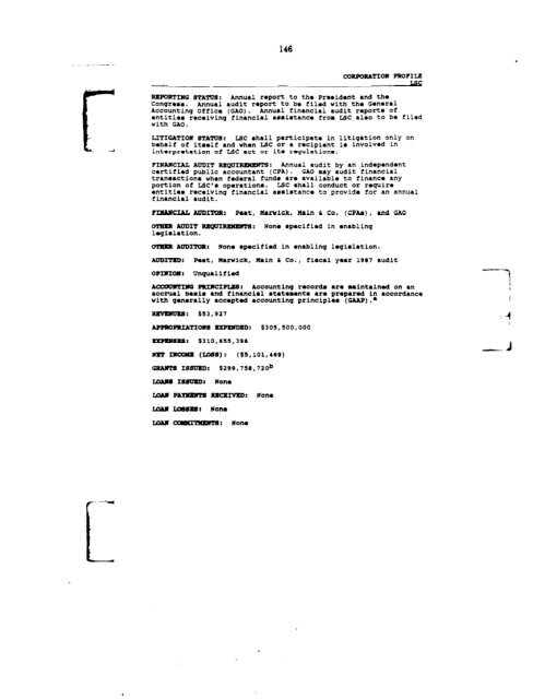 Profiles of Existing Government Corporations - US Government ...