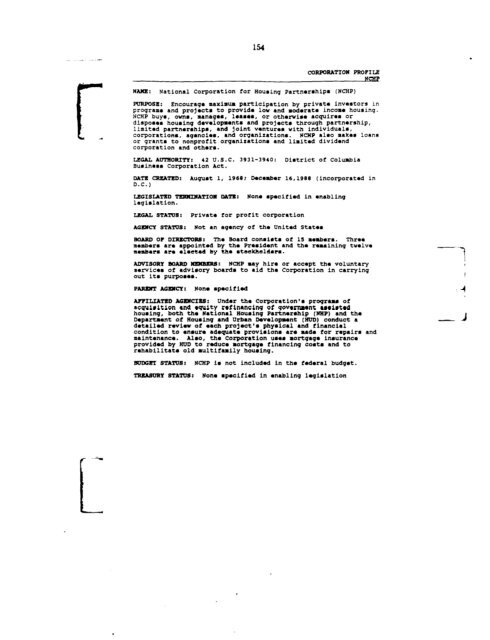 Profiles of Existing Government Corporations - US Government ...