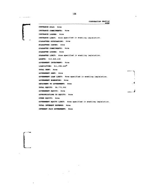 Profiles of Existing Government Corporations - US Government ...