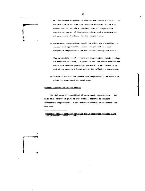 Profiles of Existing Government Corporations - US Government ...