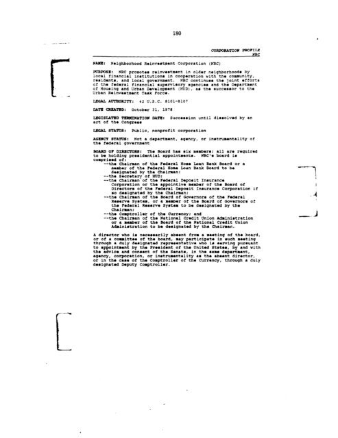 Profiles of Existing Government Corporations - US Government ...