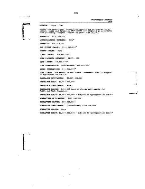 Profiles of Existing Government Corporations - US Government ...