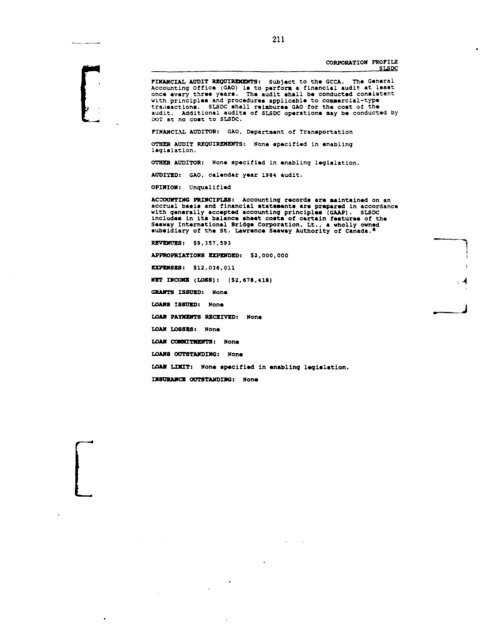 Profiles of Existing Government Corporations - US Government ...