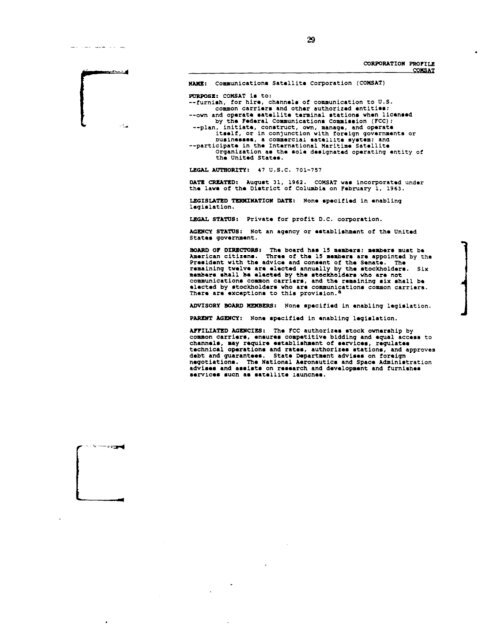 Profiles of Existing Government Corporations - US Government ...