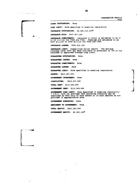 Profiles of Existing Government Corporations - US Government ...